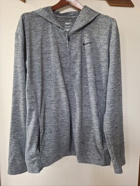 Nike Yoga Training Men’s Heather Gray Full Zip Up Hoodie Dri Fit Size L